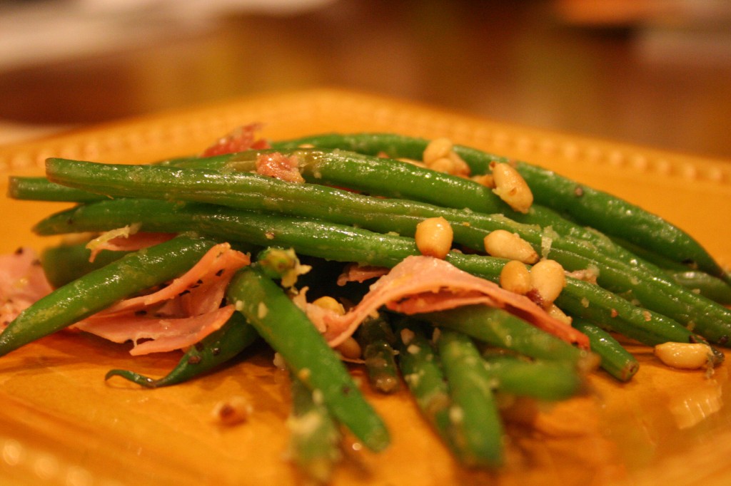 jack & the beanstalk. [green beans w. crispy prosciutto, lemon