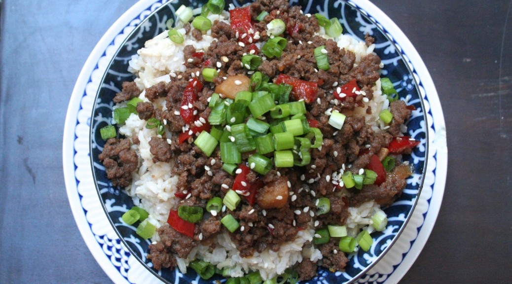 keeping busy. [korean beef bowl w. bell peppers & water chestnuts] sweet caroline's cooking