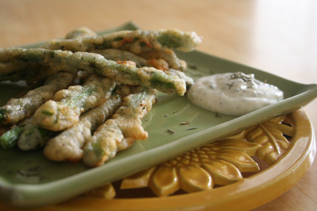 batter up! [beer battered asparagus w. lemon herbed dipping sauce