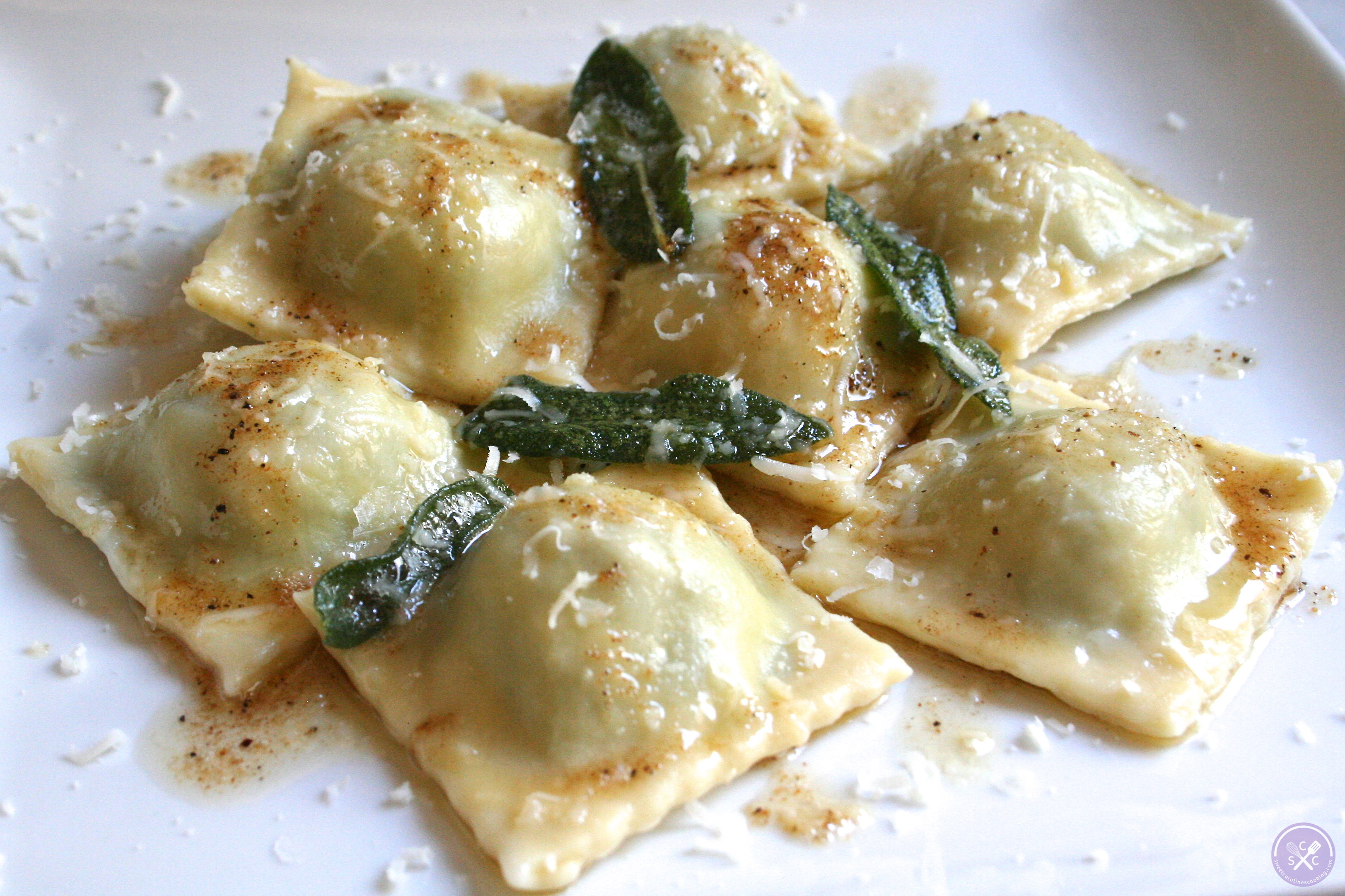 luscious. [homemade spinach &amp; ricotta ravioli w. sage brown butter ...
